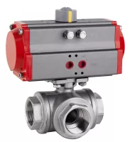 Кран шаровой трехходовой с пневмоприводом КПР-Т3